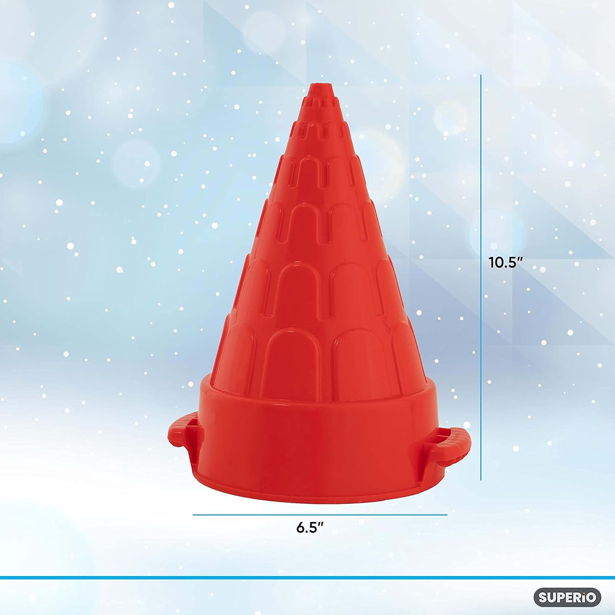 Superio Snow Tower Shaper Cone Mold & Sand Maker Castle Tower Red 10 Inch - Kids Durable Outdoor Toys Winter Snow Fort Snow Castle Summer Sandbox Beach Castle Sturdy and Well Designed