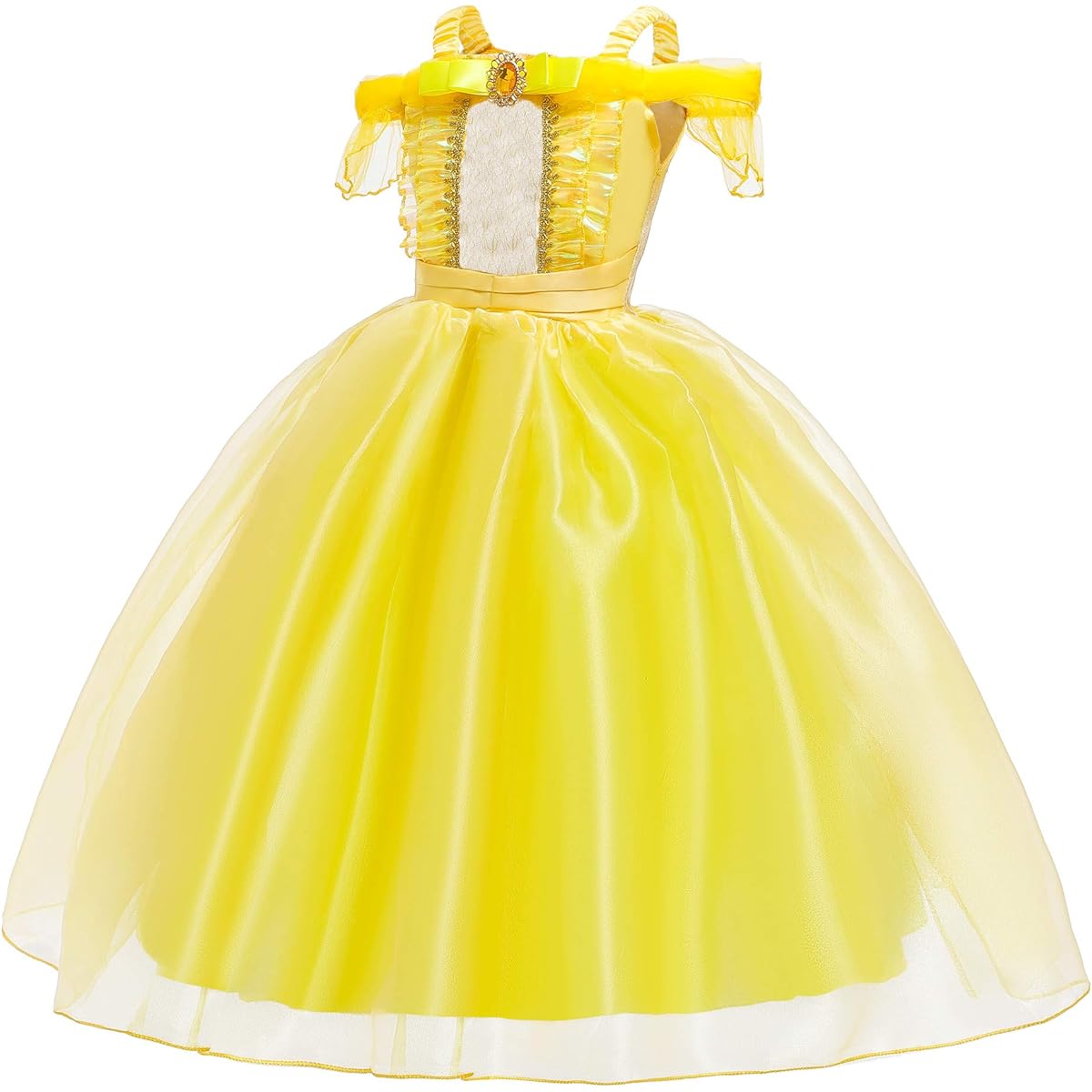Princess Dress Belle Costume Birthday Party Dress Up for Girls 6-7 Years (130cm, Q98)