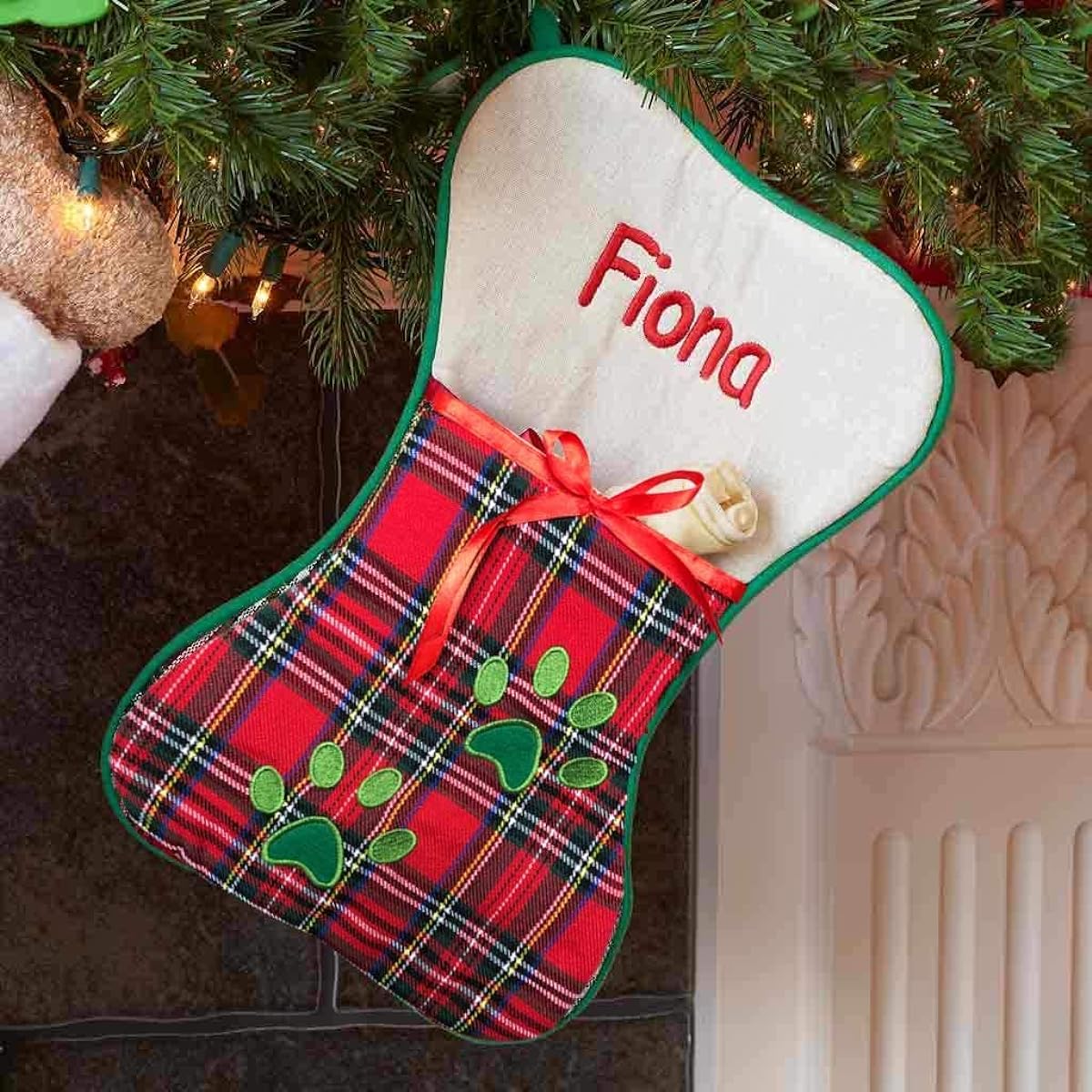 Personalized Pet Christmas Stocking Dog Bone Red SD-2870919