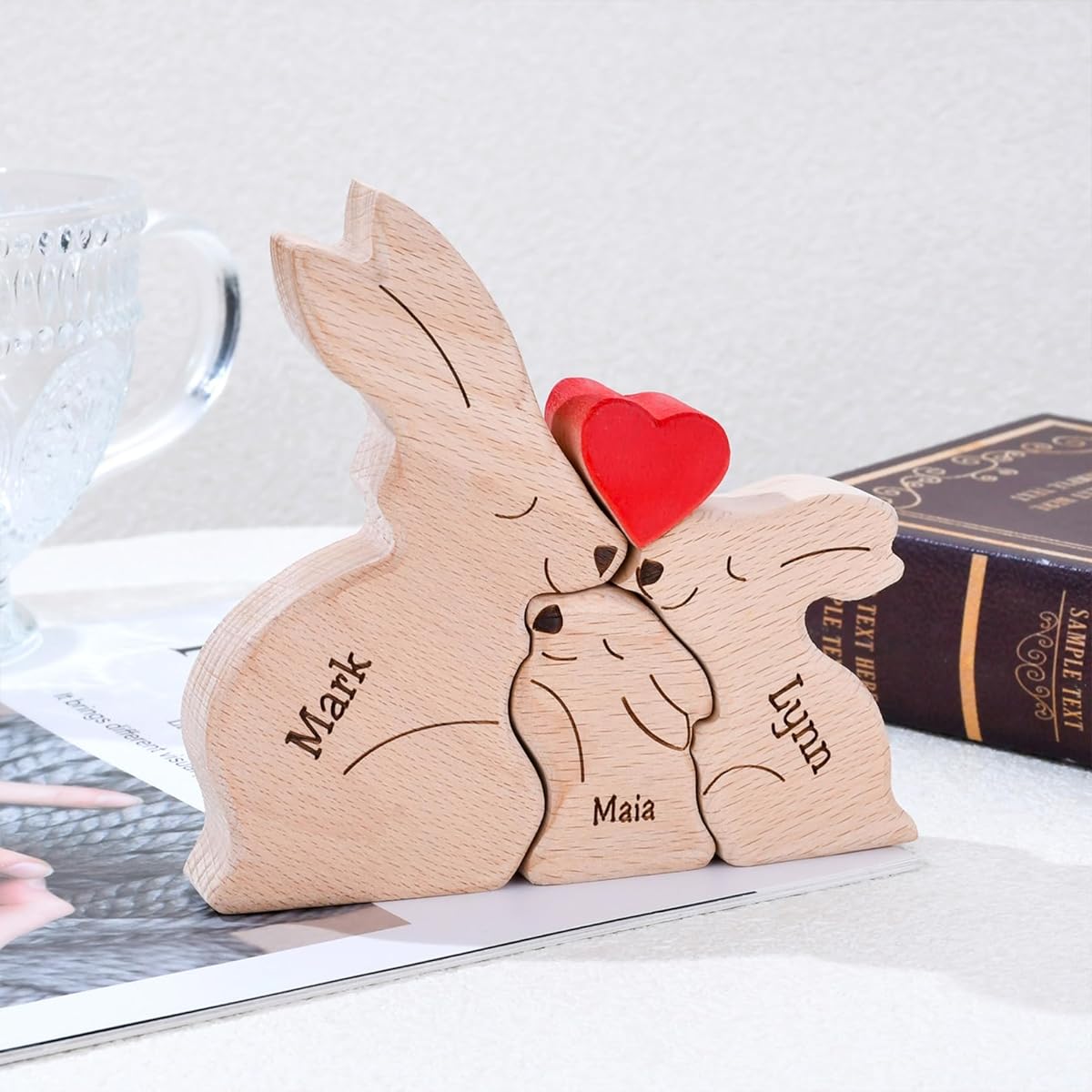 JOBFLY Wooden Bear Puzzle with 2-8 Names Custom Family Name Puzzle Customized Wooden Puzzle Christmas Gift