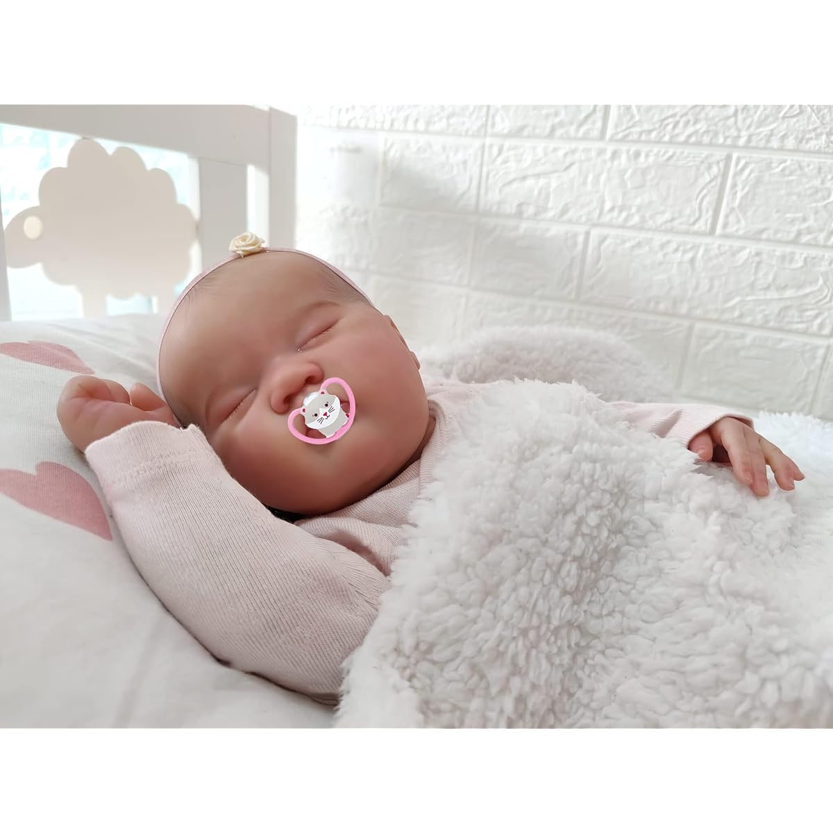 Wamdoll 20inch 50cm Realistic Baby Size Rooted Eyelashes Sleeping Silicone Vinyl Limbs Reborn Baby Doll Realistic Newborn Doll Visible Veins, Eternal Lover