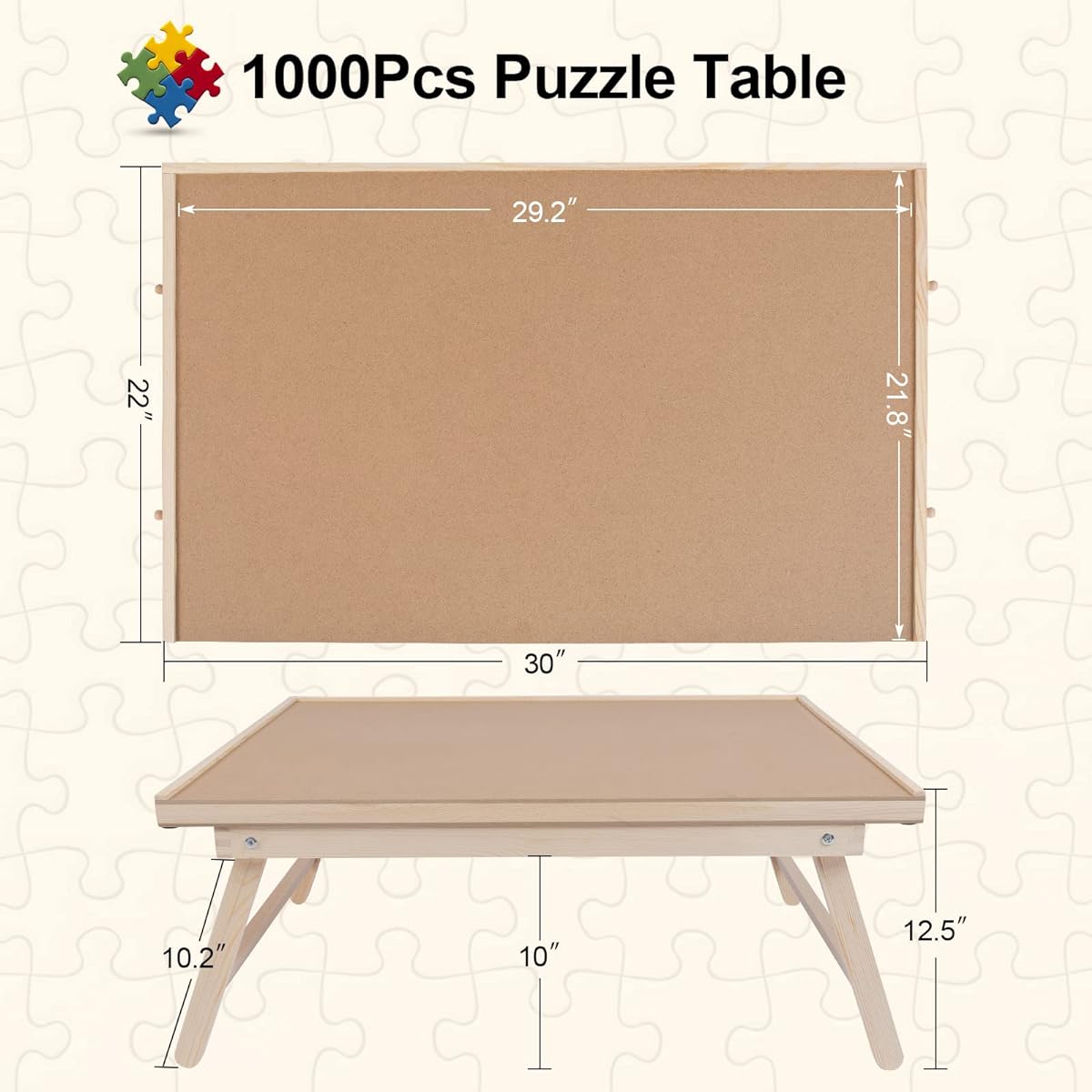 1000 Piece Puzzle Table with Folding Legs and 4 Drawers