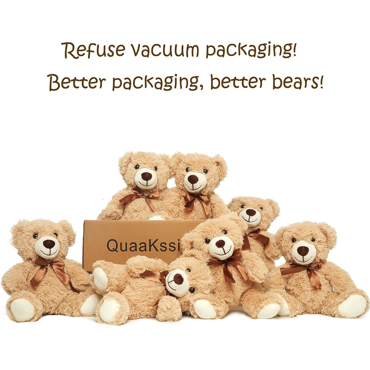 Quaakssi Teddy Bear 12 Pack Stuffed Animal Plush Toys for Kids Girlfriend Gifts, 13.5 Inch, Light Brown, Christmas/Valentine's Day/Birthday/Wedding Party