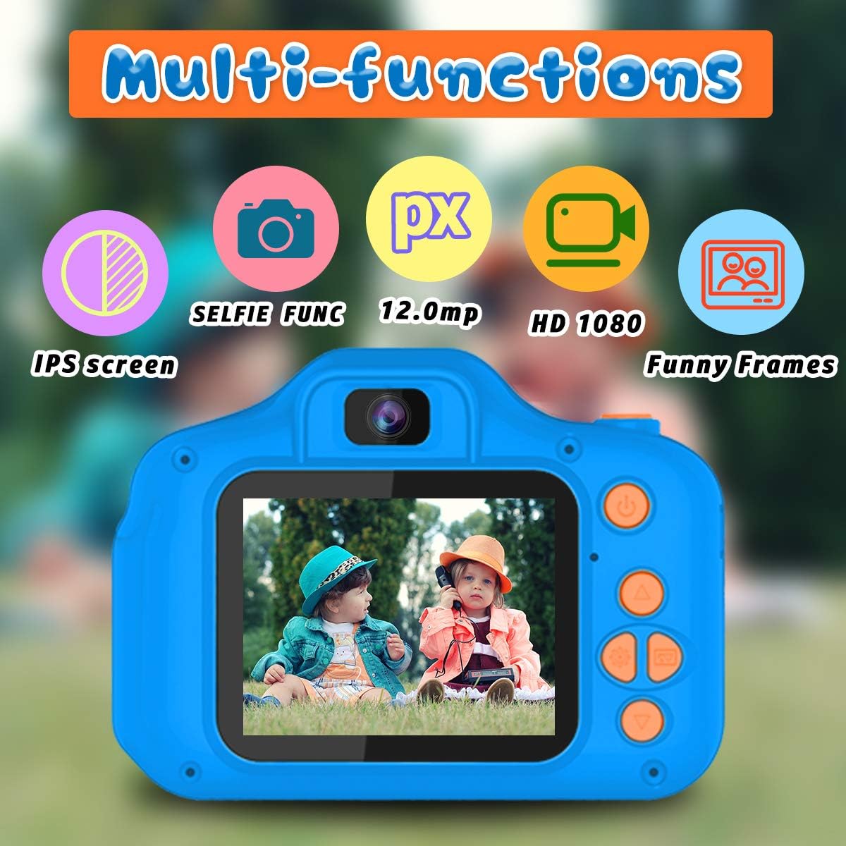 Dylanto Upgraded Kids Selfie Camera Christmas Birthday Gift for 3-9 Year Old Boys HD Digital Video Camera Toddler Portable Toy for 3 4 5 6 7 8 Year Old Boys with 32GB SD Card Navy Blue