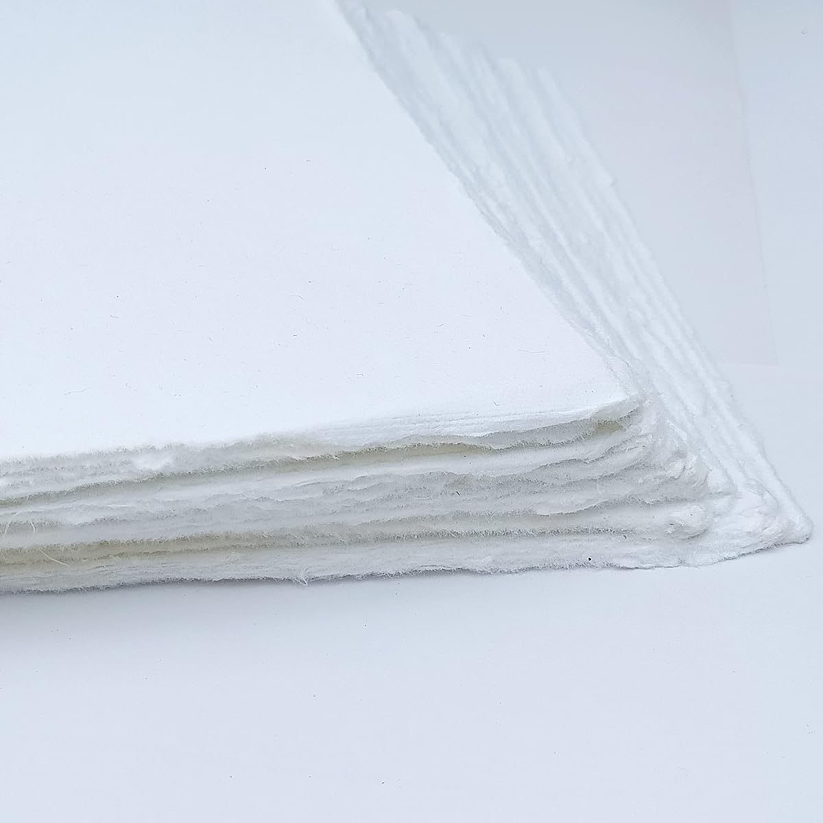E-Tailor Handmade Cotton Deck Edge Paper Loose Leaf Sheets 130GSM Ivory White (1-12x15-50 Sheet Pack)
