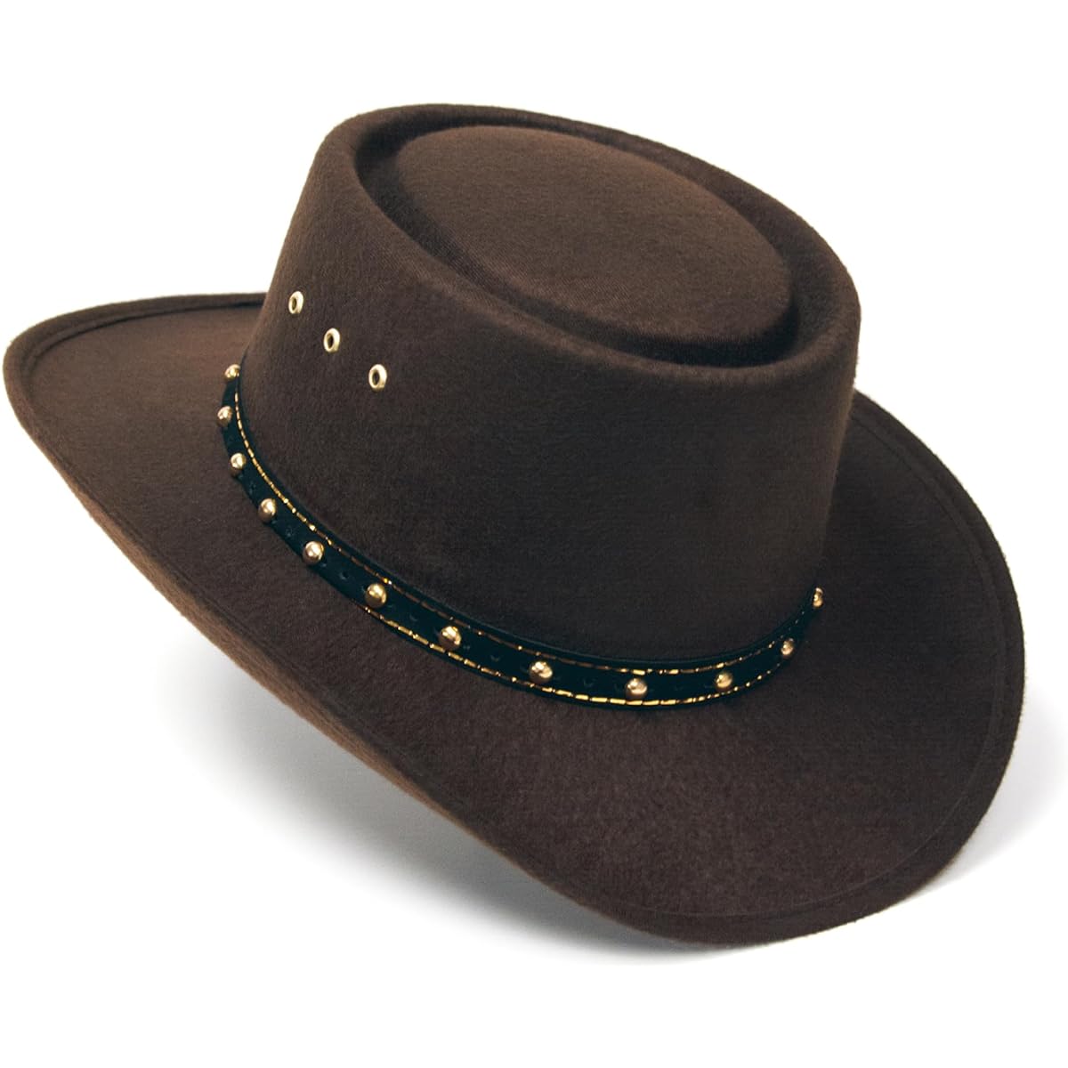 WESTERN EXPRESS Men's Faux Felt East Clintwood Cowboy Hat Gold Band Rodeo Cattleman Mexican - Black Color