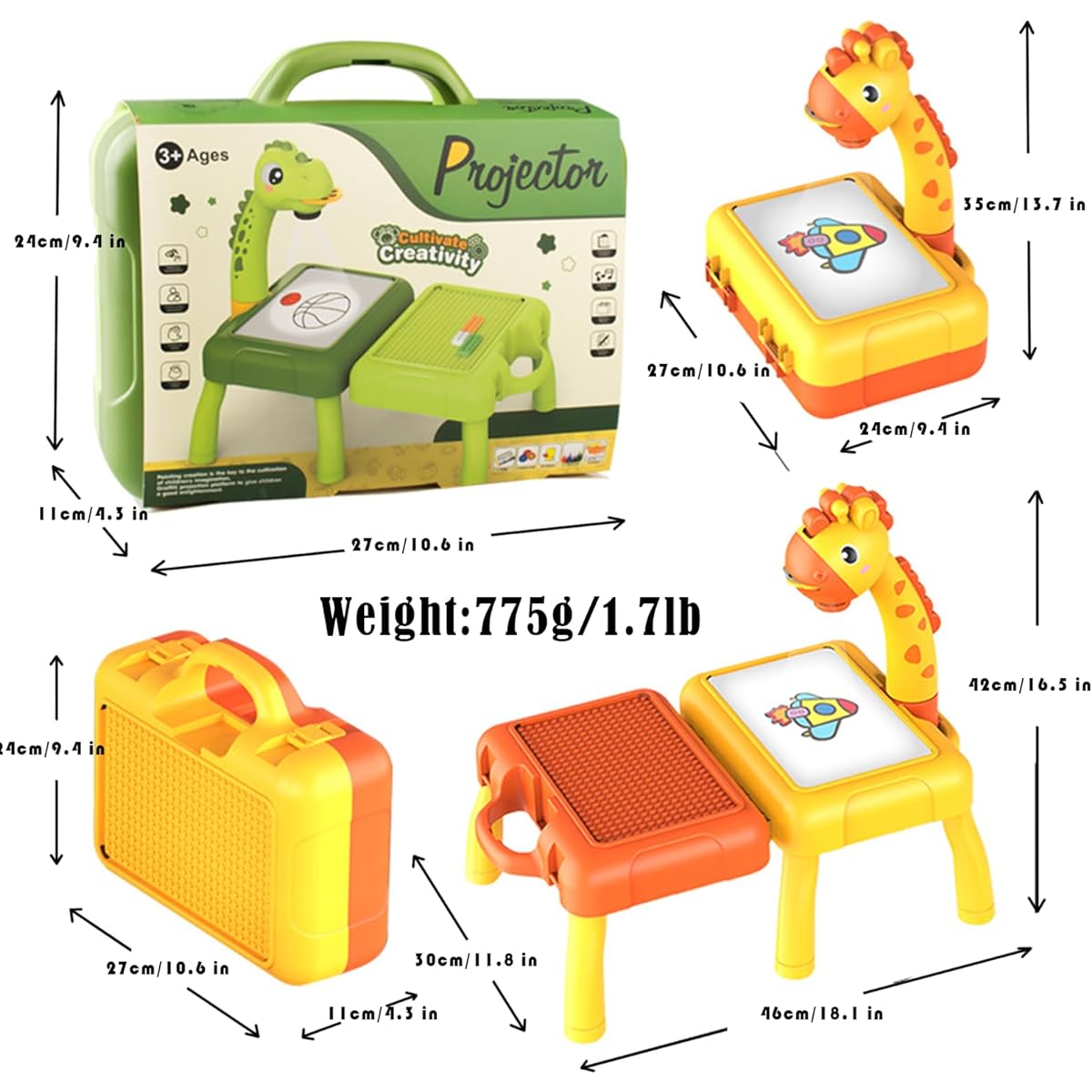 Smart Sketcher 2.0 Projector for Kids Drawing Projector Doodle Board Kids Trace & Draw Projector Toy Erasable Early Learning Art Toy (Dinosaur)