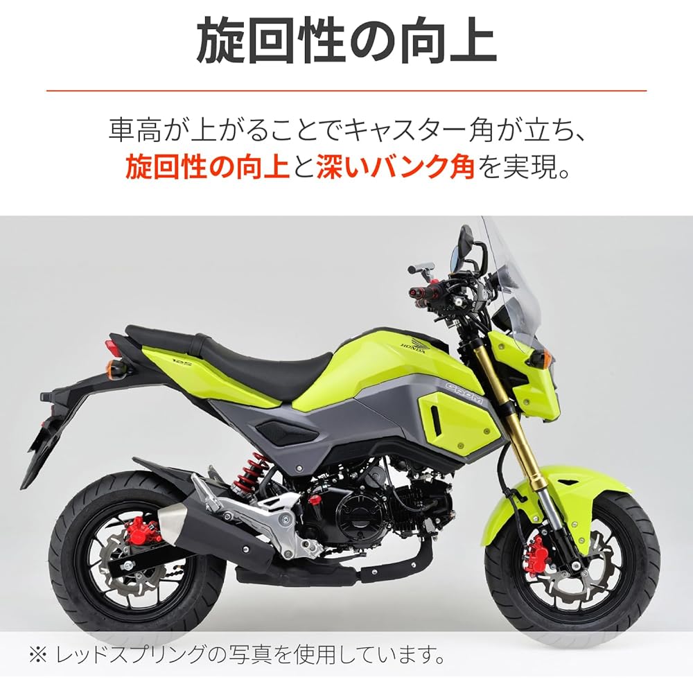 Daytona Motorcycle Rear Suspension for Grom (13-20) 250-258mm With Vehicle Height Adjustment Function Improved Ride Comfort Reinforced Rear Shock Black Body/White Spring 92483