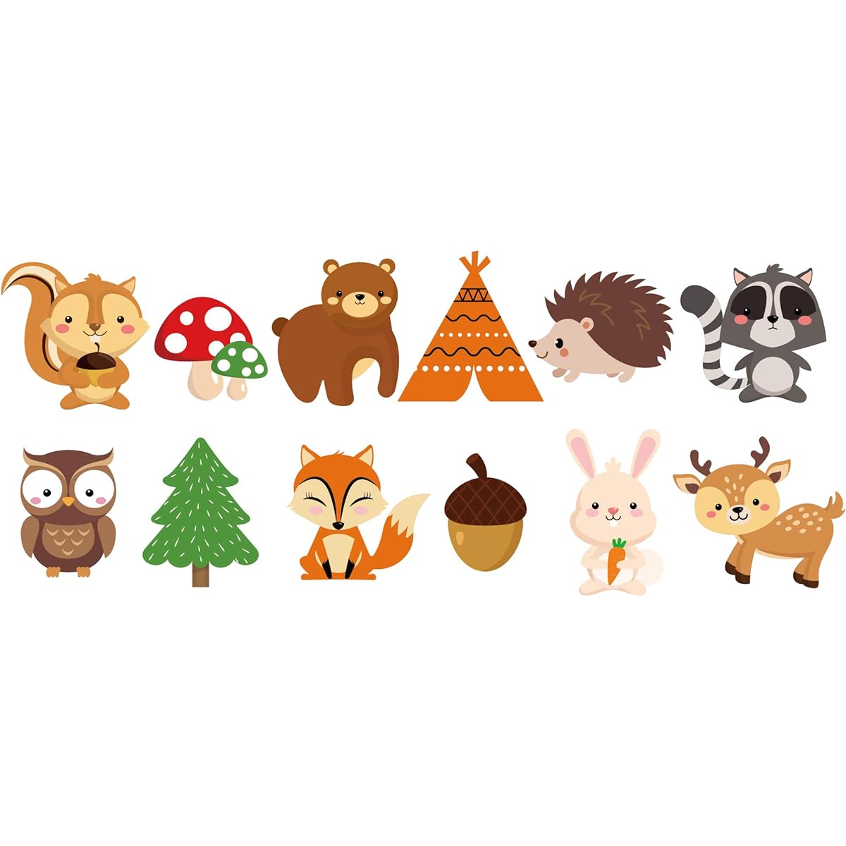 CC HOME Woodland Creatures Banner, Woodland Animals Friends Bunting Banner for Kids Boys Baby Shower Birthday Party Decorations