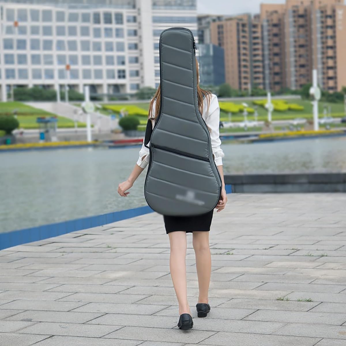 Guitar Case Lightweight Gig Bag Guitar Backpack Classical Guitar Bag Thick Case Musical Instrument Bag (Color: Gray, Size: 36inch)