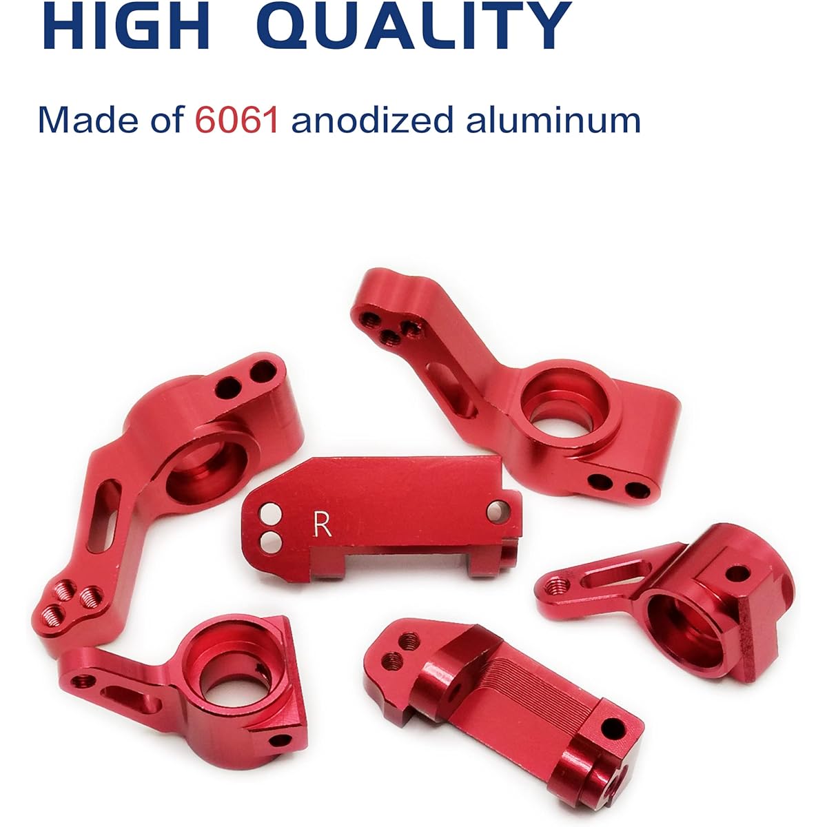 HOPLEX RC Aluminum Alloy Caster Block & Steering Block & Rear Stub Axle Carrier Replacement for 1/10 Traxxas 2WD Slash, Stampede, Rustler 3632 3736 3752 (Red)