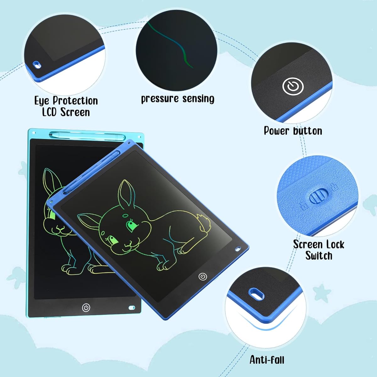 LCD Writing Tablet 10 Inch Doodle Board for Kids Doodle Board Toddlers Colorful Drawing Tablet Erasable Reusable Writing Pad Electronic Painting Pad for Boys Girls Educational Learning 12 Pack