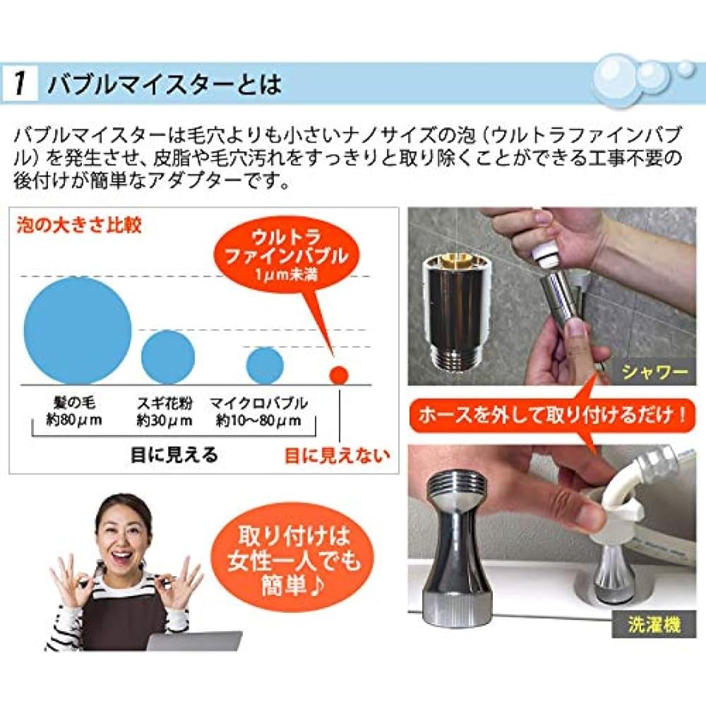 Fuji Keiki Bubble Meister Ultra Fine Bubble Generator for Shower & Washing Machine Bubble Generator Set of 2