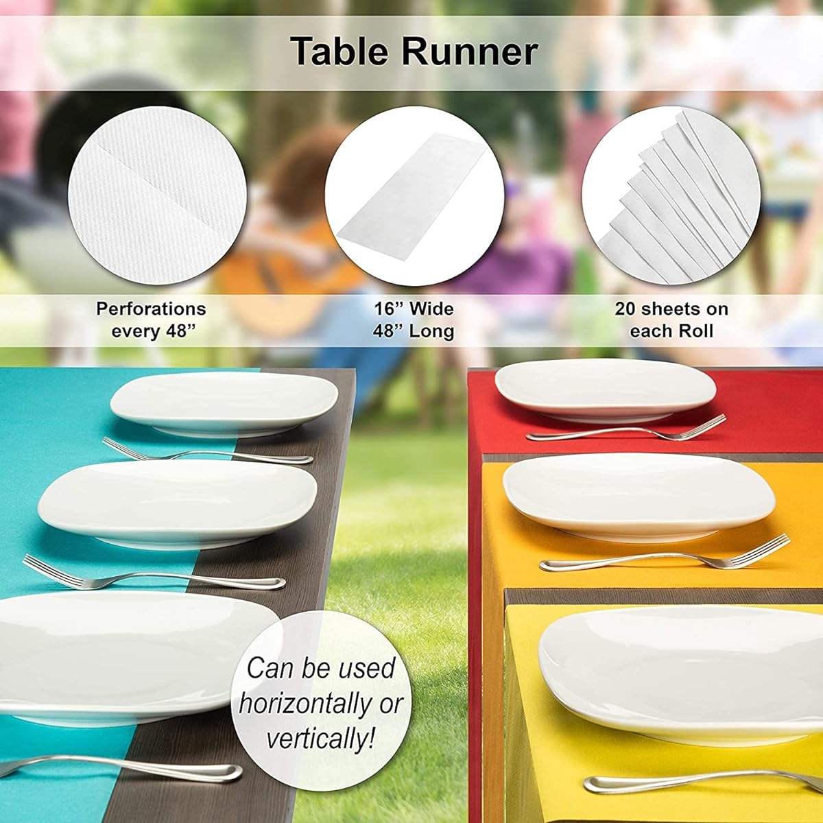 American Homestead Paper Dining Table Runners for Party 72ft = 20 Perforated Table Runners 16" x 48" Linen-Like Disposable Table Cloth/Table Cover Roll - Strong Absorbent Compostable (Burgundy)