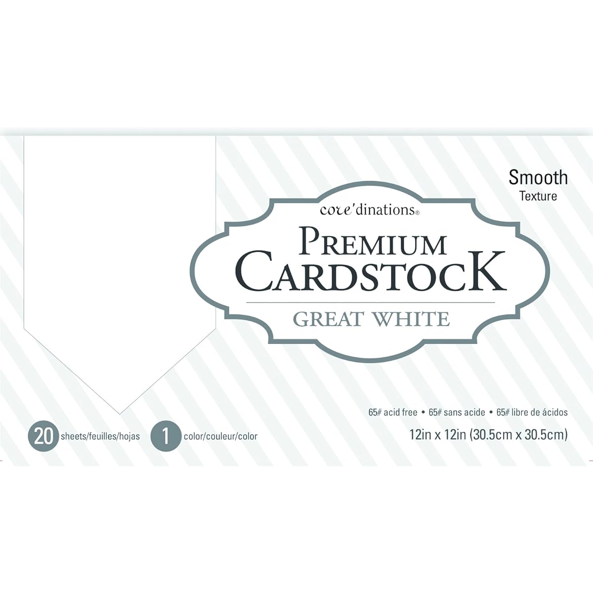 American Crafts Core'dinations 12 x 12 Inch Value Pack White 20 Sheets
