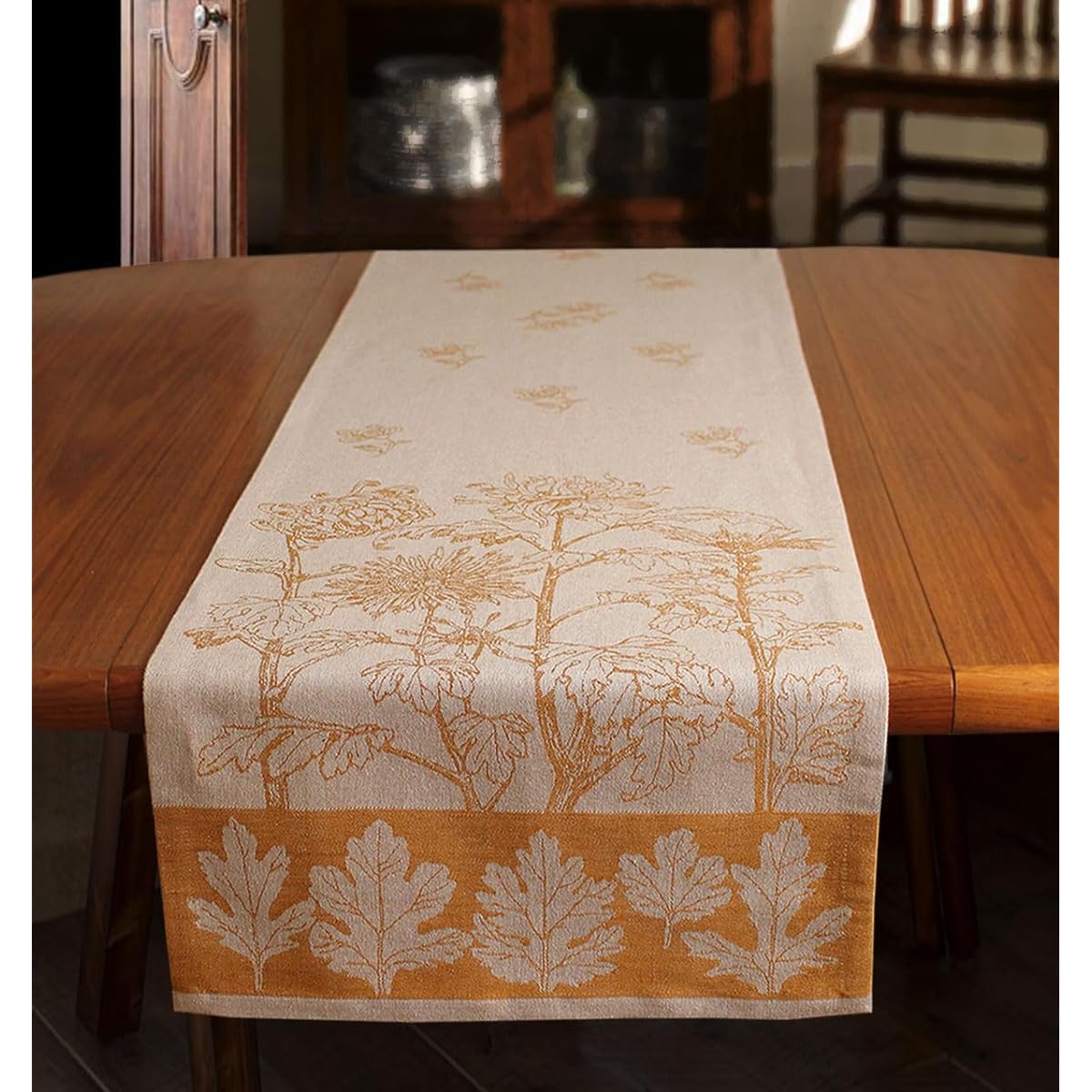 Linen Cotton Table Runner 228.6cm Length, Foglio made in Europe