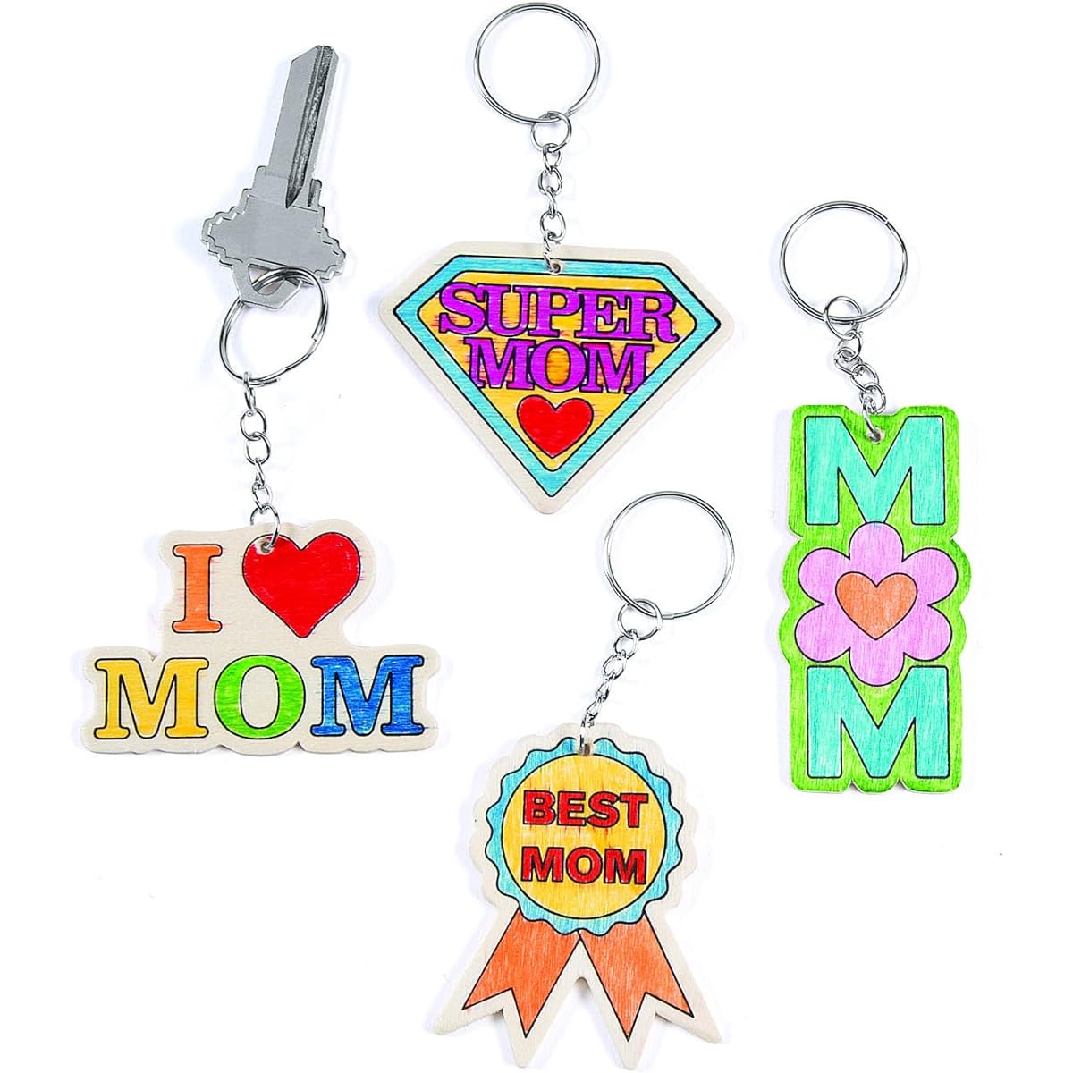 Color Your Own Wooden Mother's Day Keychain - Great Craft for Kids and Fun Home Activities