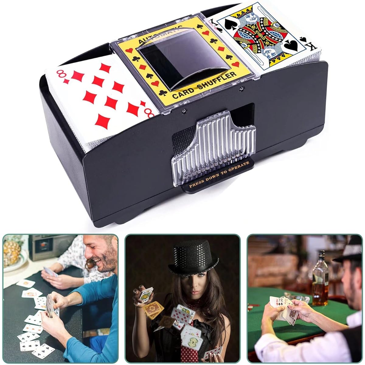Rareidel Automatic Card Shuffler 2 Deck USB or Battery Powered Card Dealer Machine Electric Casino Card Shuffler for UNO, Blackjack, Texas Hold'em, Home Card Games