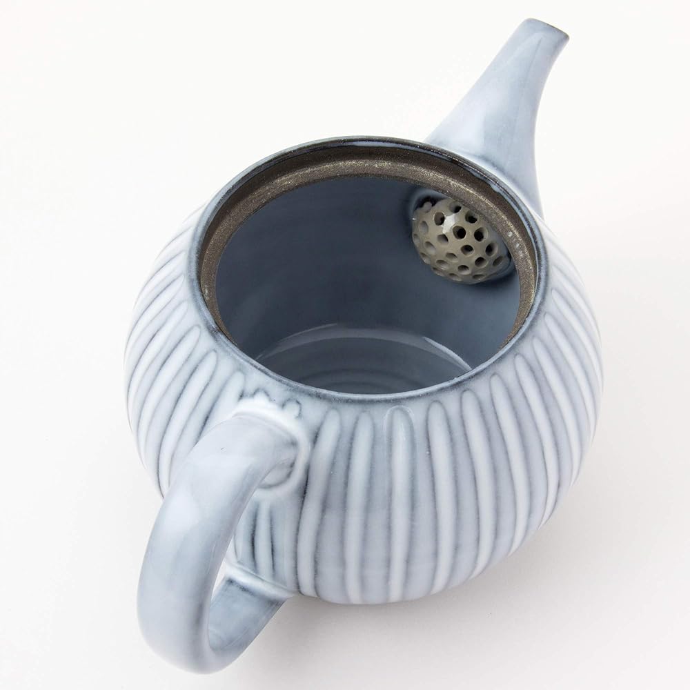 Hasamiyaki Kiriho Teapot Stainless Steel Tea Strainer Set Approximately 500ml Pottery Plain Simple Shinogi Blue Blue Matte Stylish Teapot Pot Made in Japan 14715