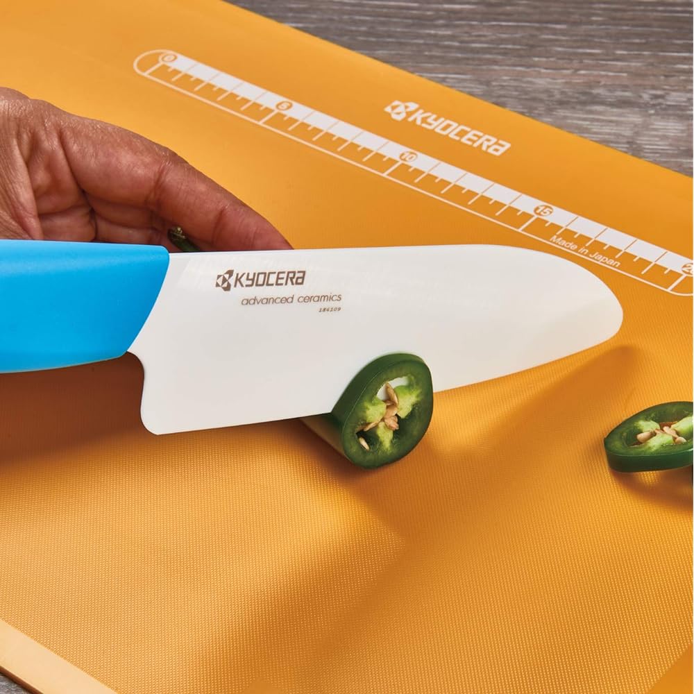 Kyocera Revolution Series Ceramic Santoku Chef Knife 5.5 inches Blue