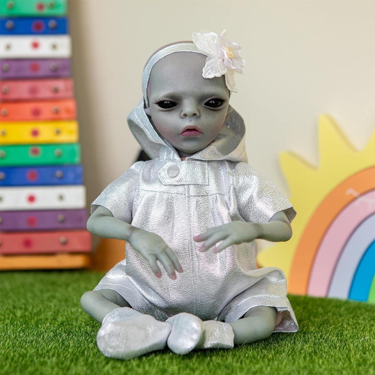Collectible Reborn Baby|Realistic Alien Doll|Full Body Silicone Vinyl Doll|Ultra Realistic Baby Doll|Poseable Baby Doll Toy 14inch B/a