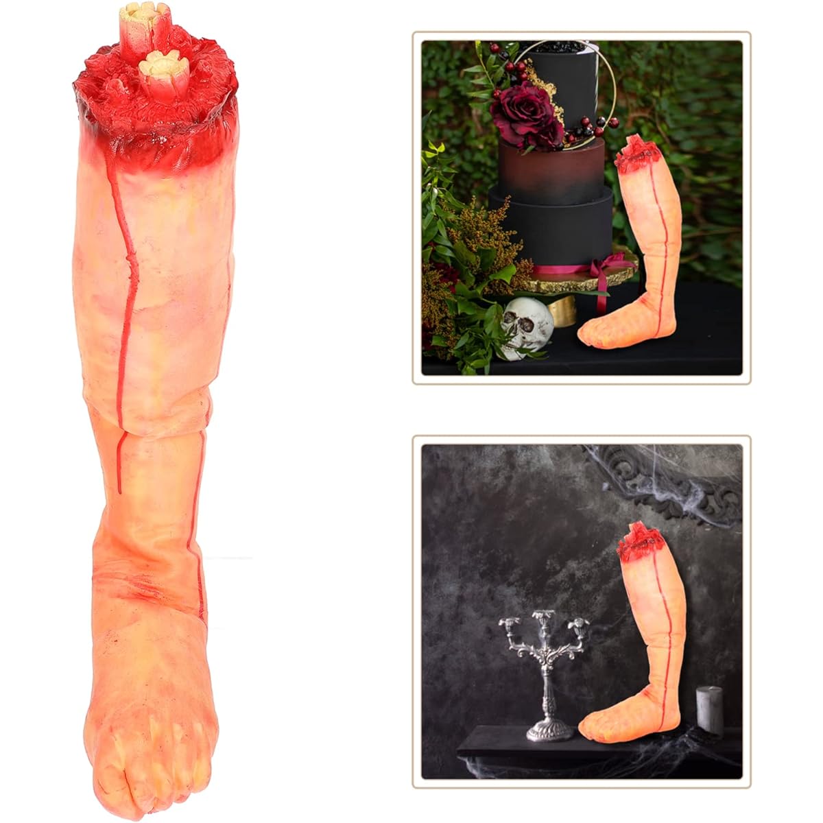 Veemoon 2pcs Foot Death Artificial Blood Simulation Vampire Props Prank Horror Creepy Ghost Decoration Parts Props House Hand Parts Torn Body Model