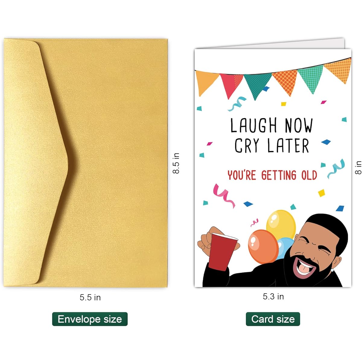 Funny Drake Happy Birthday Card Funny Birthday Greeting Cards Hilarious Birthday Greeting Cards for Her Laugh Now Cry Later You Are Getting Old Bday Card