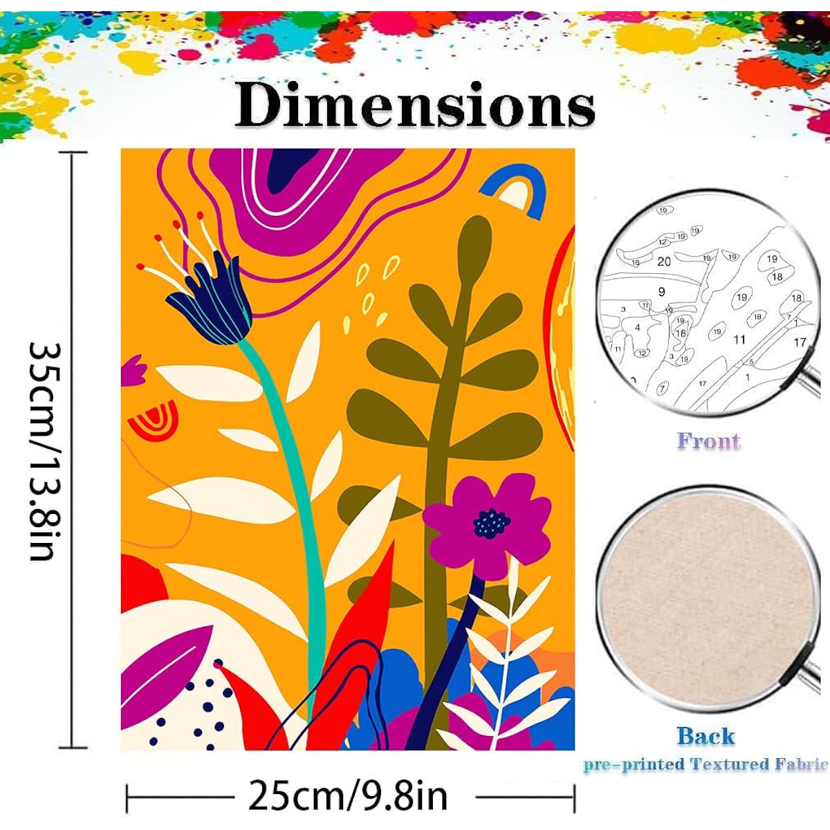 FQOVKYN 6 Pack Paint by Numbers for Kids and Adults DIY Acrylic Paint by Number Kits Canvas Unframed Simple Flower Oil Painting for Home Wall Decor 9.8x13.8inch