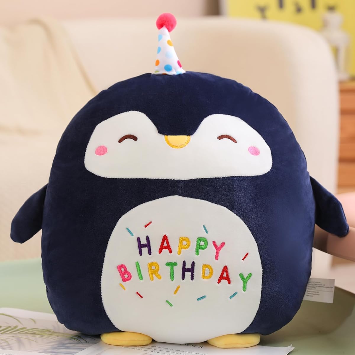 Litence Penguin Plush Toy Cute Penguin Stuffed Toy Soft Happy Birthday Penguin Stuffed Animal Pillow Toy Gift Boys Girls Home Decoration