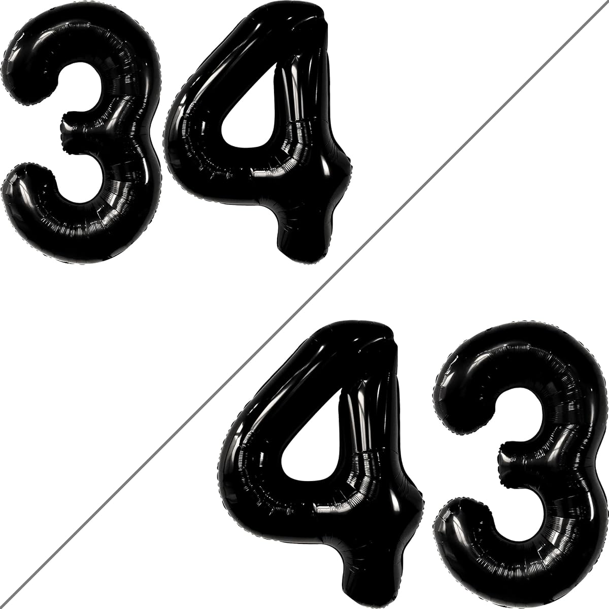 Black Number 34 Foil Balloon