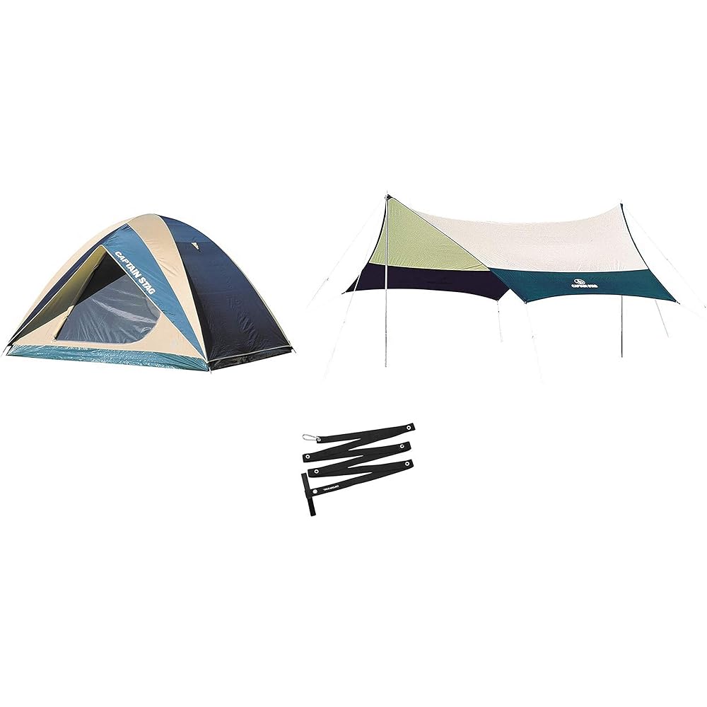 CAPTAIN STAG Tent Tarp Extension Belt Set YELLOW PACKAGE Standard Dome Tent & Tarp Set + For 5~6 People UZ-13229 400 x 420cm