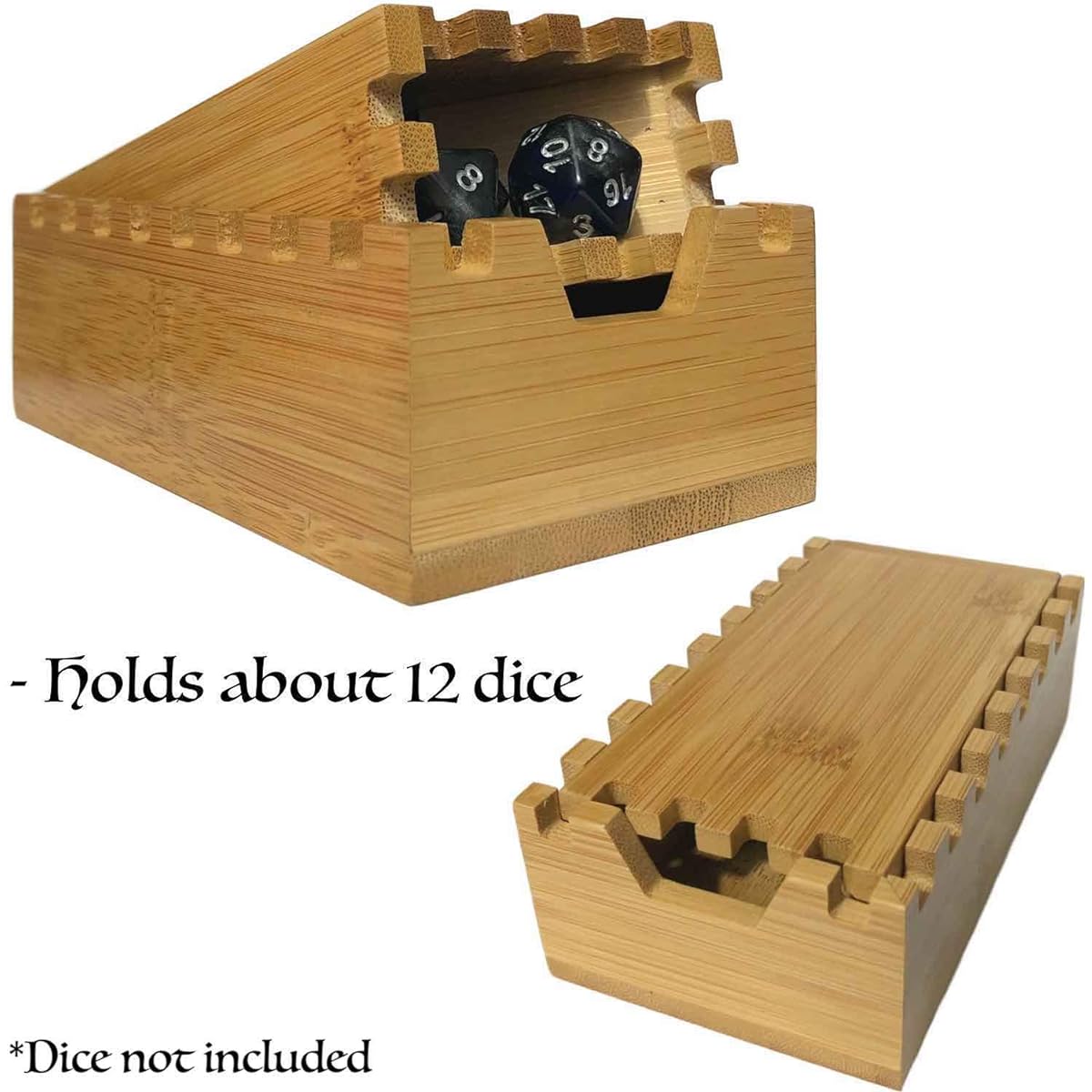 Bamboo Dice Tower | Special Edition Wooden Rolling Case | Perfect for DMs, Minigamers, RPG Players, DND, Dungeons and Dragons | Foldable Handmade Wooden Die Roller Castle | Foldable Dice Chest