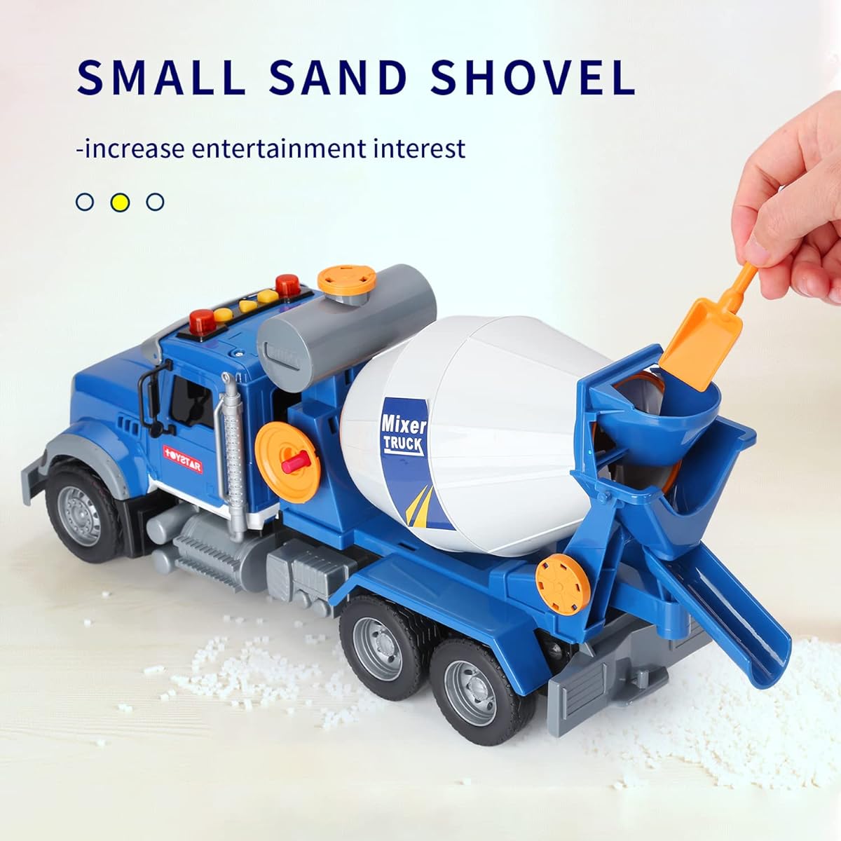haomsj Large Cement Mixer Toy Truck with Lights Sounds and Working Parts Friction Powered Push & Go Construction Vehicle for Toddlers Boys Girls (Big Mixer Car)