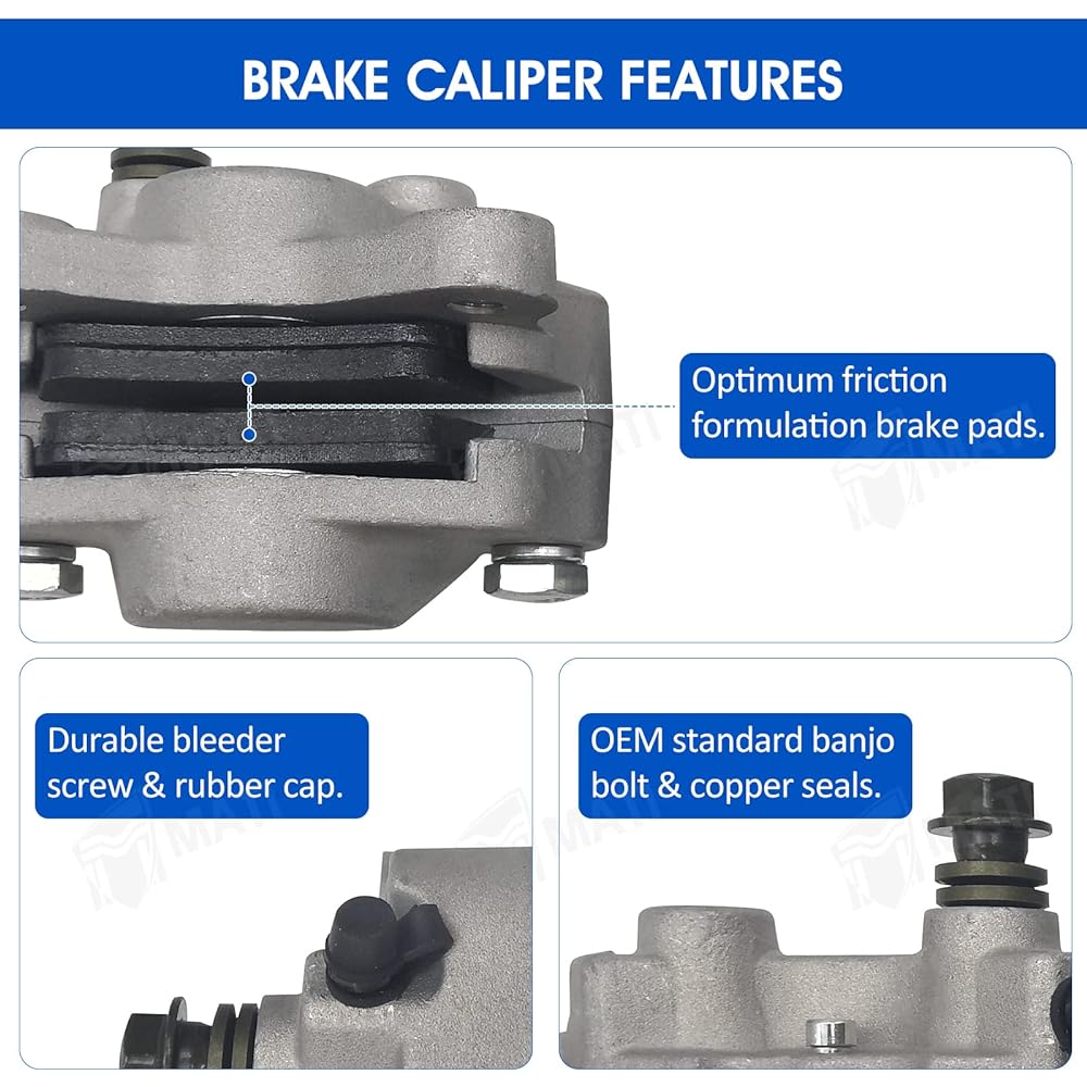 M MATI Front Left & Rear Brake Caliper with Pads 0402-011 0402-010 0402-011 for Arctic Cat ATV Arctic ATV 250 300 375 400 454 500
