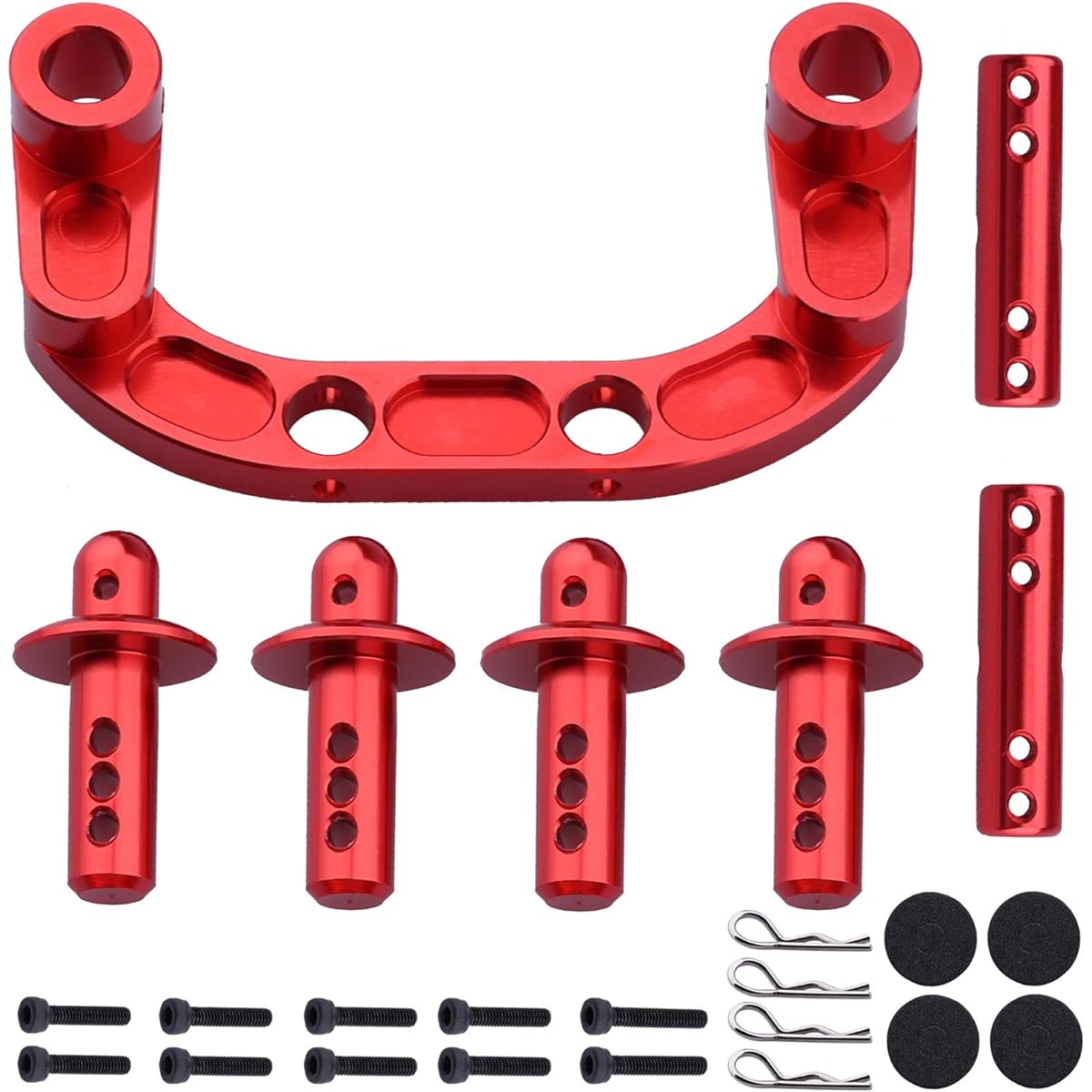 Hobbypark Aluminum Rear Body Post Mount & Front Body Post for ARRMA 1/8 Typhon Mega 4x4 RC Buggy (Red)