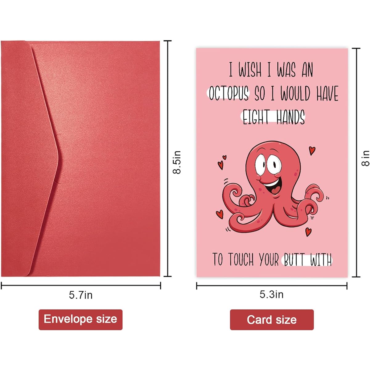 SuperShunhu Funny Birthday Card Wife Husband Naughty Anniversary Card for Girlfriend Women Men I Wish I Were An Octopus Card