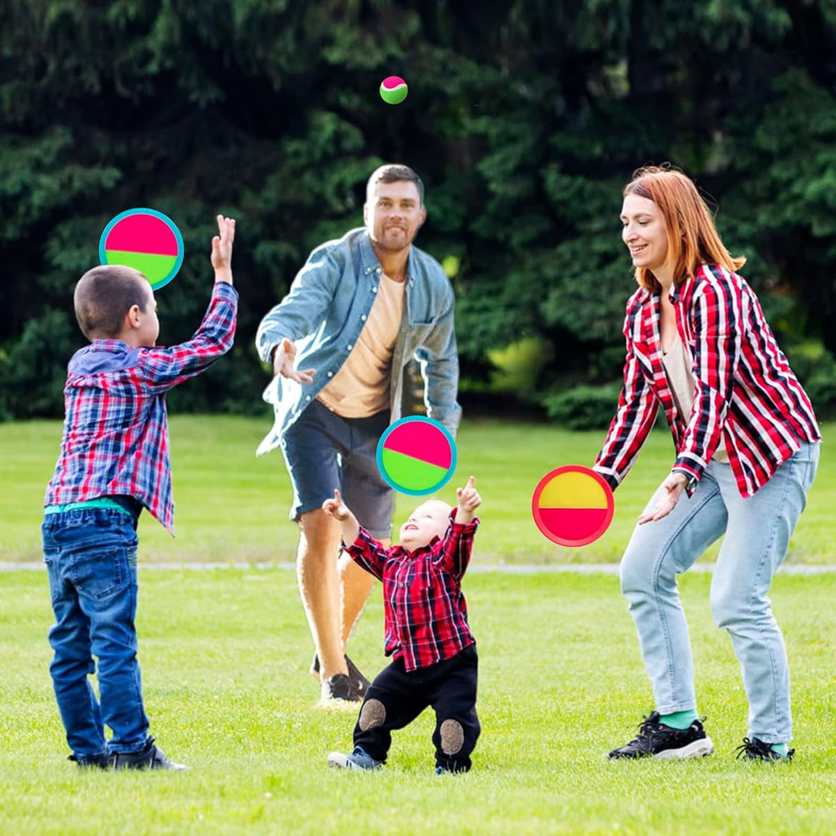 Bufeeaye Outdoor Games for Kids - 4 Paddles Blue + Pink