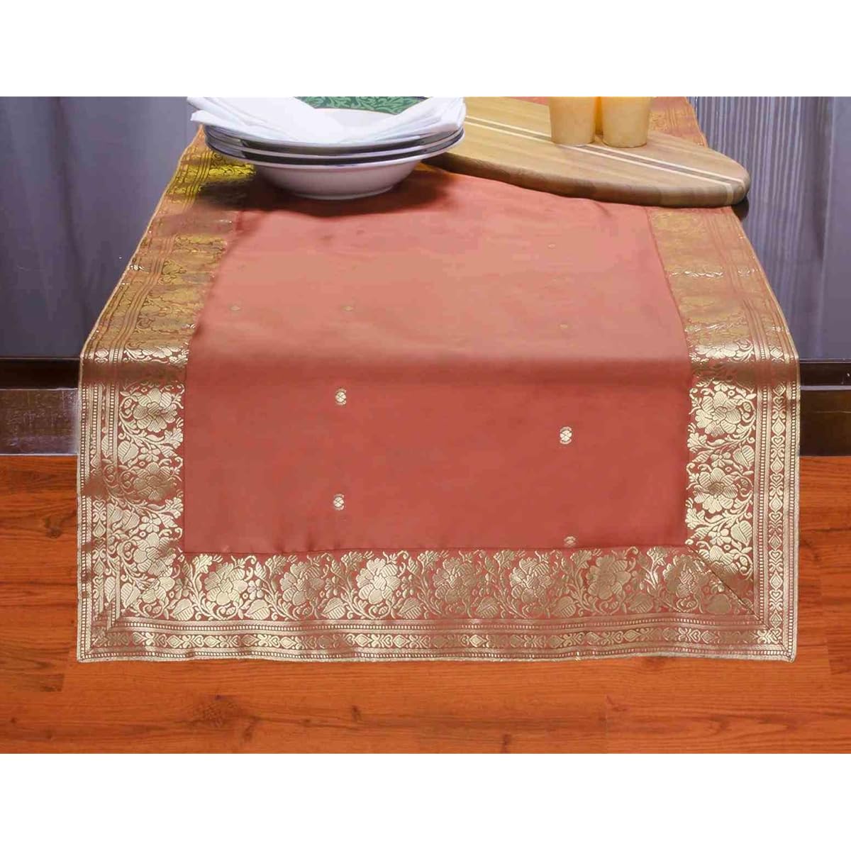 Indian Selections Handcrafted Table Runner - 18 x 108 Inch Rust