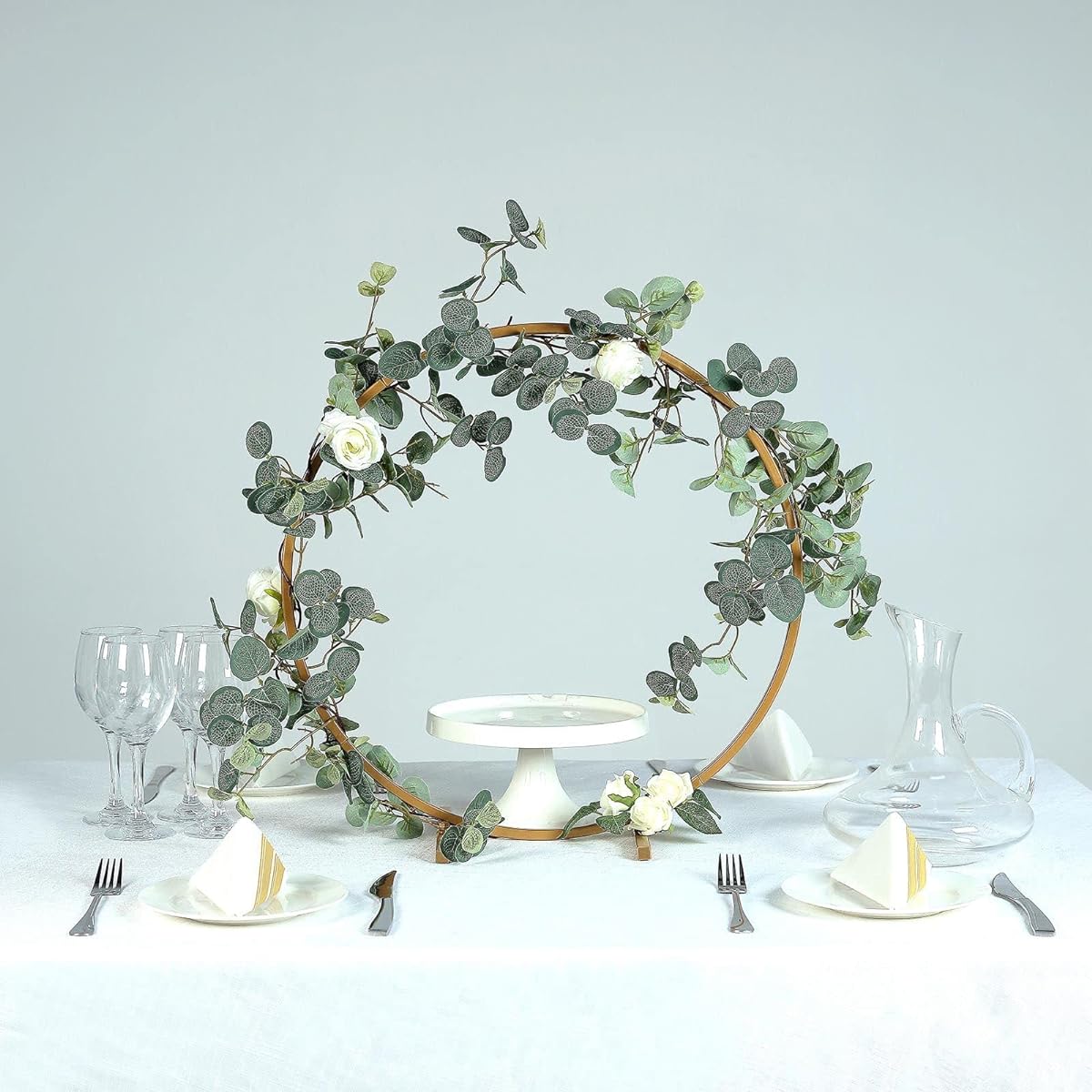 Efavormart 20" Gold Round Arch Wedding Centerpiece Metal Hoop Wreath Tabletop Decor