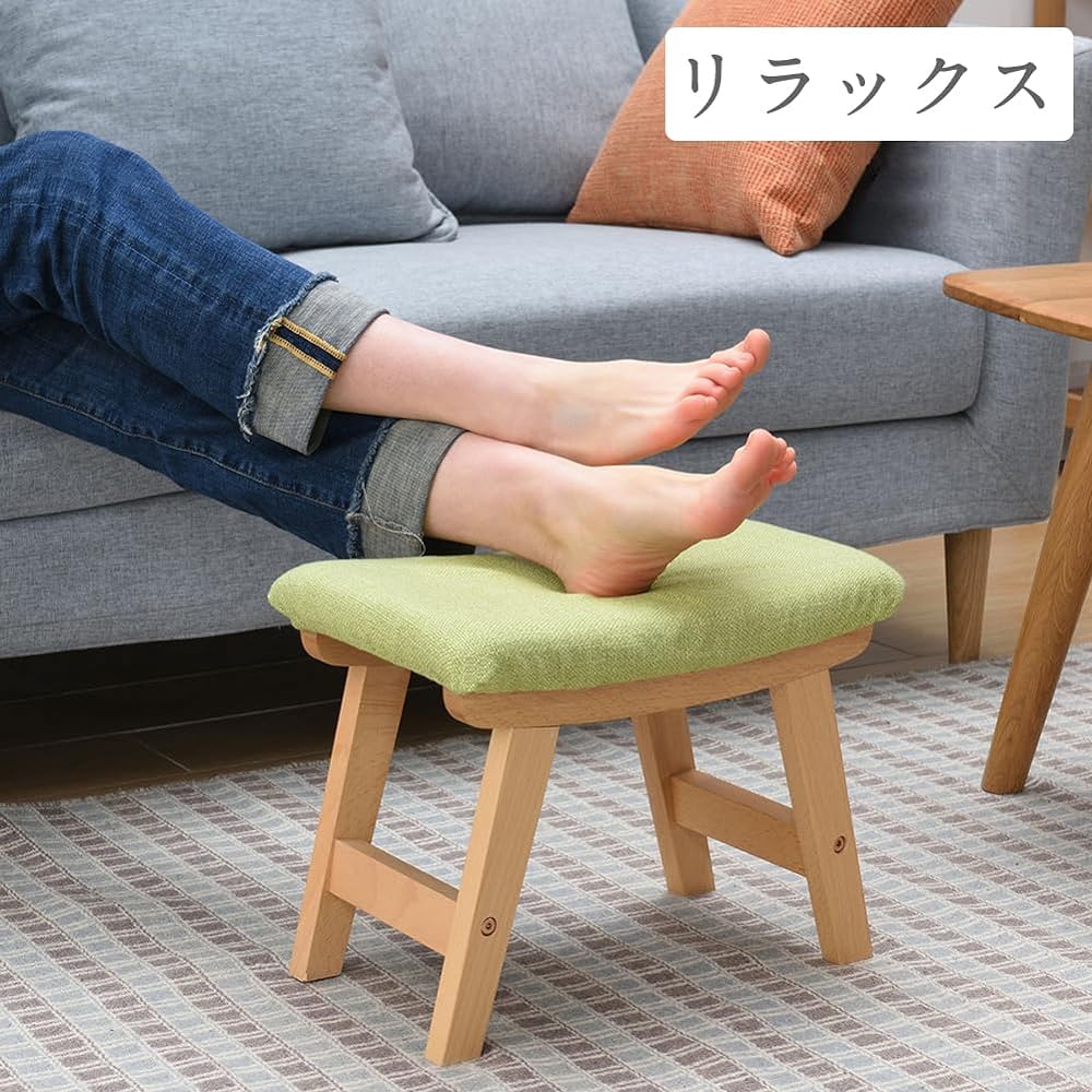Erinotto Ottoman Footrest Stool Wooden Natural Wood Stepstool Shoe Changing Low Stool Scandinavian High Elasticity Cushion Living Room Entrance Seat Hallway Outdoor Garden Terrace Natural Finished Product Stylish Width 38.5*Depth 24.5*Height 29cm (Natura