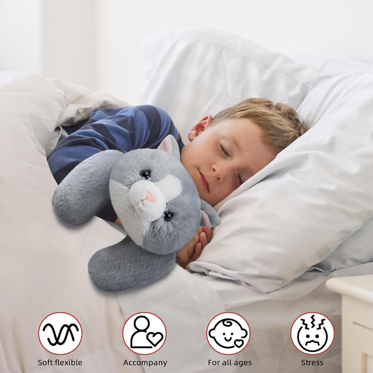 Niuniu Daddy Plush Toy 3.3lbs Cat Stuffed Animal for Adults Kids 20ft Large Grey Plush Toy Cushion Christmas Birthday Gift Bag Sticker Card