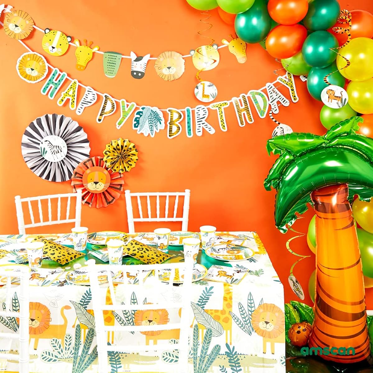amscan 9910164 - Get Wild Animal Party Garland 3M Multicolor M