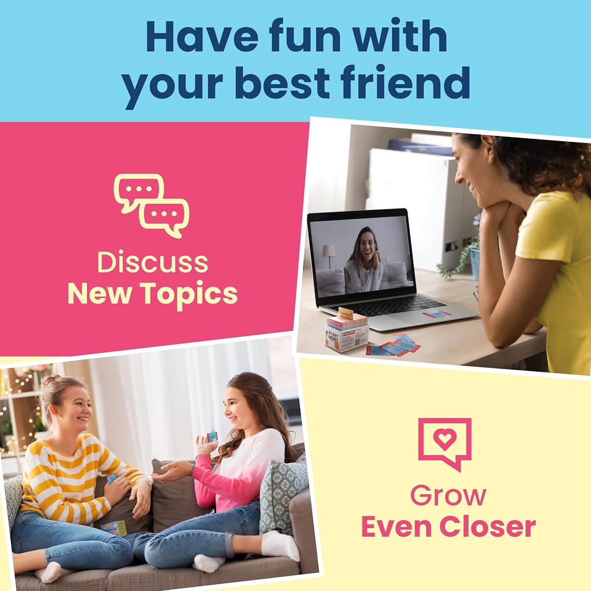 Conversation Cards for Best Friends - 400 BFF Questions and 400 Fun This or That Topics for Adult Best Friends, Teens, Couples - Chatty Conversation Starters Best Friend Games Grow Closer