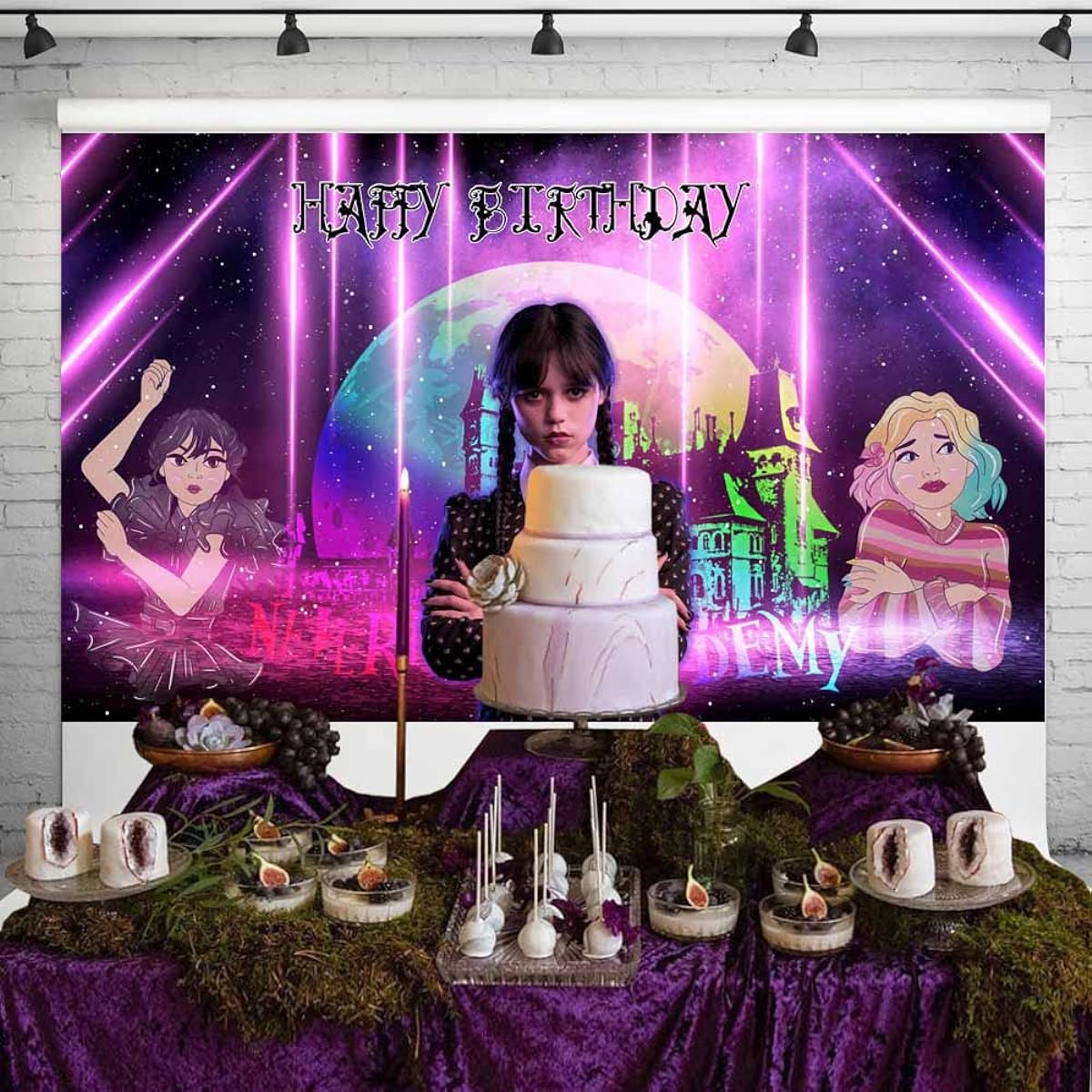 Wednesday Backdrop Birthday Party Wednesday Addams Party Decoration Photo Backdrop 5x3ft 42