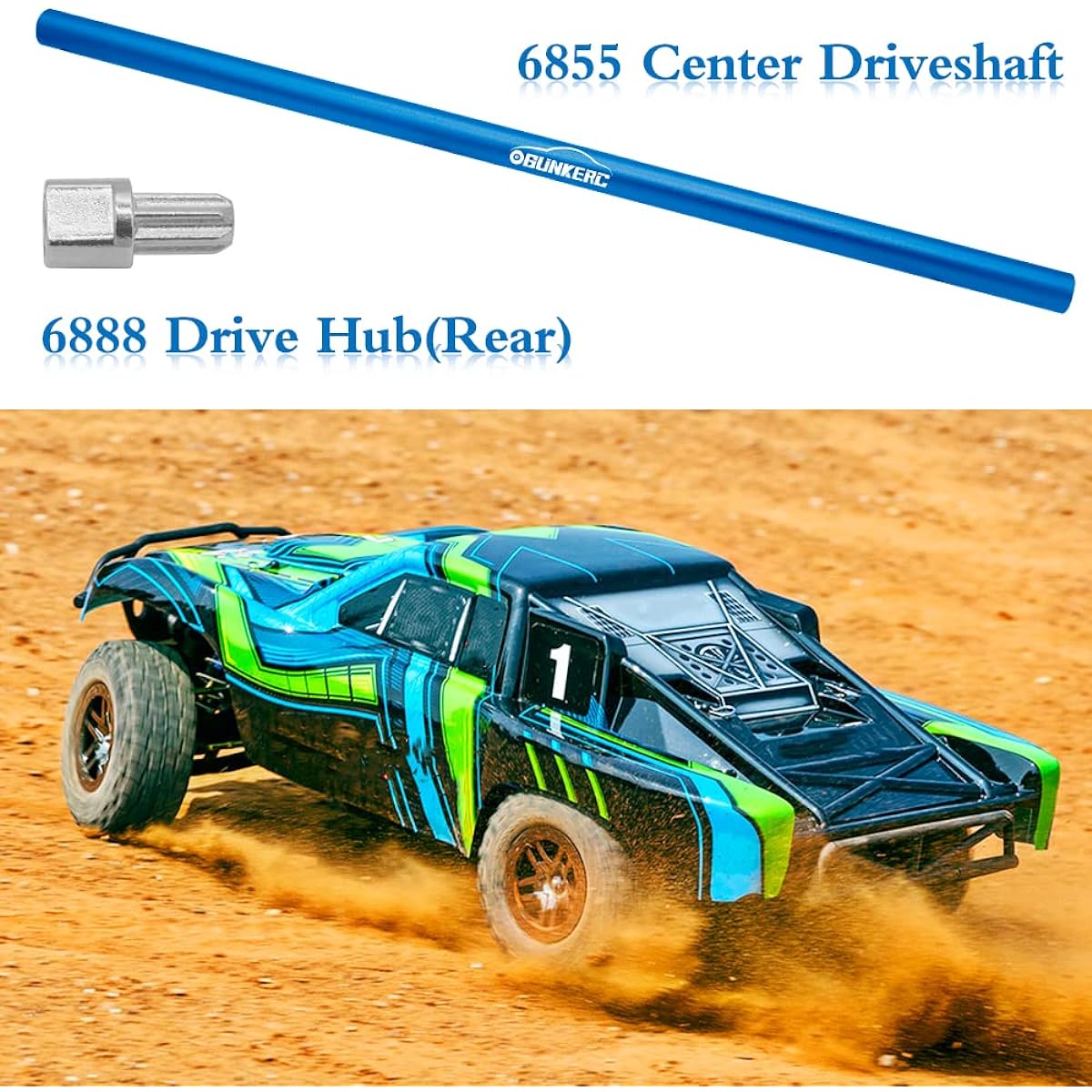 OGUNKE RC Aluminum Alloy Drive Shaft Perfect Upgrade for Traxxas 4X4 Center Drive Shaft (Replacement Part: #6855) Blue