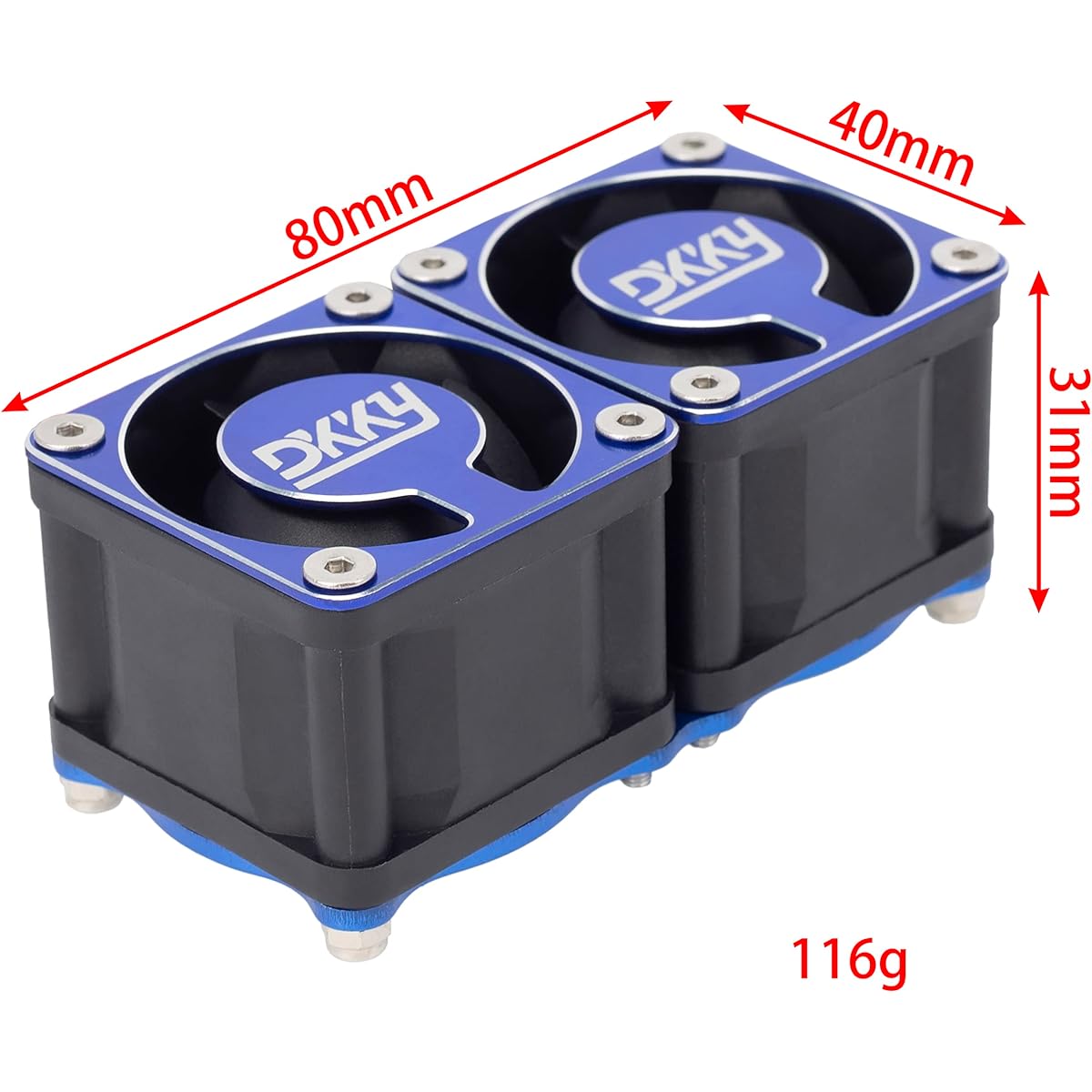 DKKY RC Motor Cooling Fan 1/10 1/8 1/5 RC Model Car Brushless Motor Heatsink DIY Kit for TRX4 ARRMA Axial RC Car Upgrade Parts (Blue)
