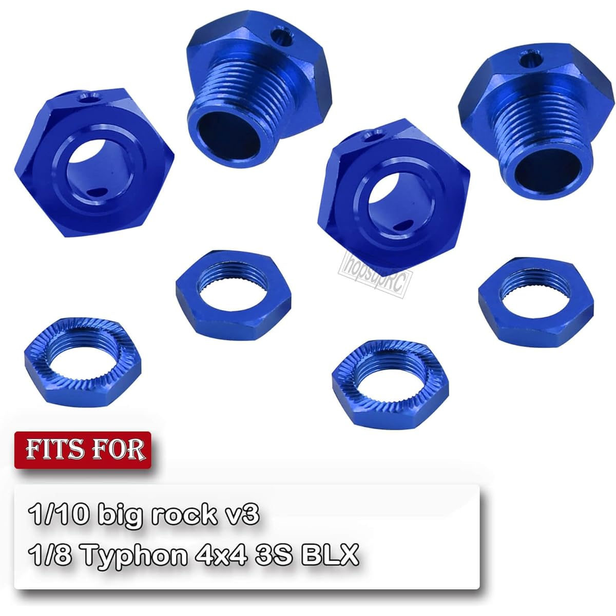 HopsupRC Upgrade Parts 1/8 Arrma Typhon 4x4 3S BLX 1/10 Arrma Big Rock v3 Aluminum Wheel Nuts & Wheel Hex & Spline Wheel Wrench Hop-up Navy Blue
