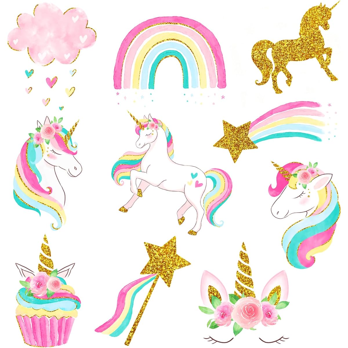 NICEOHOME Unicorn Party Decorations, 30pcs Unicorn Hanging Swirls with Glitter Cardboard, Unicorn Birthday Decorations for Girls
