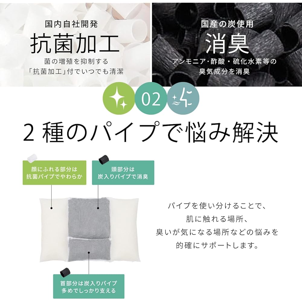 Hagiwara Pillow, Pipe Pillow, Gray, Approx. 40 x 60cm "Washable Skin Mochi Pillow" Pillow Cover, Firm Cotton Sheet, Mesh Pillow, 3 Piece Set, Antibacterial, Deodorant, Height Adjustable, Back/Side, Made in Japan