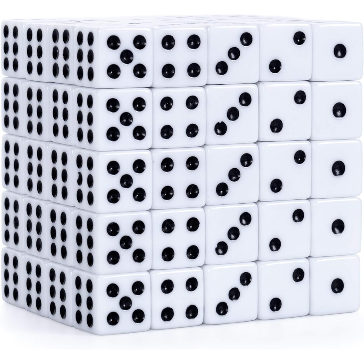 50 or 100 Pack Bulk 6 Sided Dice | D6 Standard 16mm | Perfect for Board Games, Casino Games & Tabletop RPGs | White - 100 Count